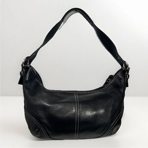 Y2K Coach Black Leather Soho Purse / Hobo Shoulder Bag 9464 Monogram Lined Large